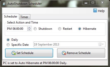 AutoShutdown Scheduler - The Free Shutdown Scheduler - Scheduling Hibernate