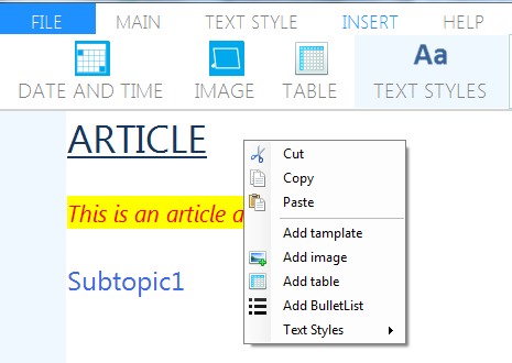 Bell Word- right-click menu