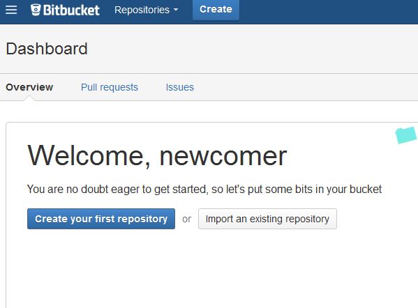 BitBucket - Welcome Screen