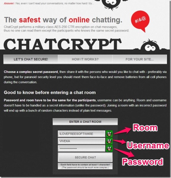 ChatCrypt main interface