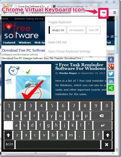 Chrome Virtual Keyboard