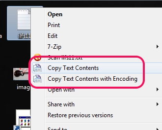 Copy Text Contents- context menu options