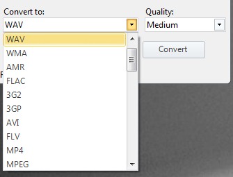 Easy Convert- select output format and convert