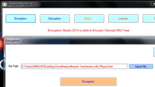 Encryption Studio 2014- interface
