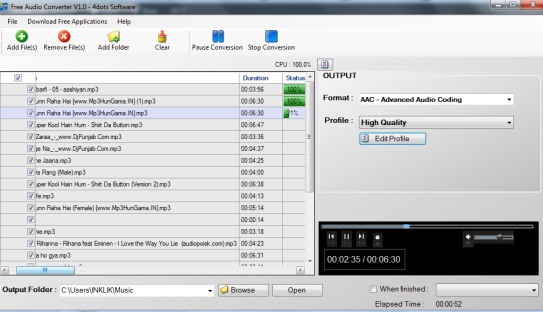 Free Audio Converter 4dots- main interface