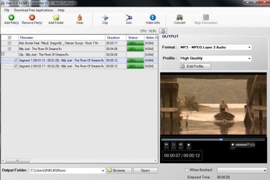 Free FLV To MP3 Converter- interface