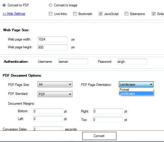 Free HTML To PDF Converter- Convert to PDF option