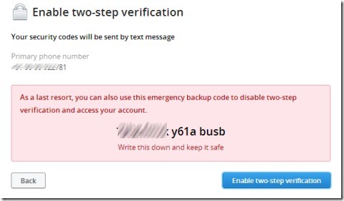 activate two-step verification