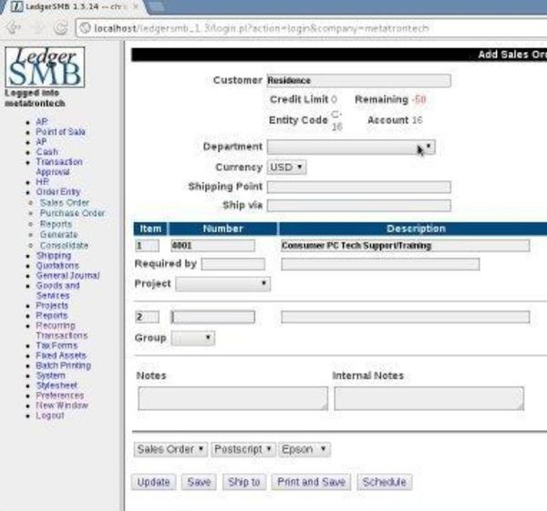 LedgerSMB managing account