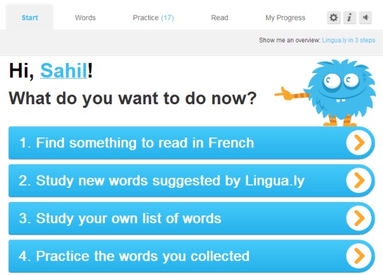 Lingua.ly- start section