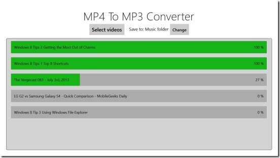 MP4 To MP3 Converter - Converting progress