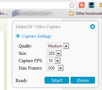 MakeGIF Video Capture- capture settings