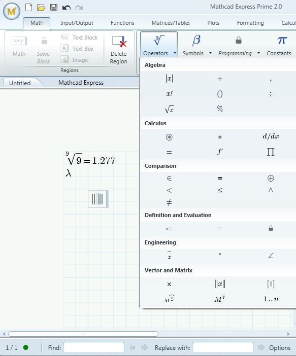 Mathcad Express working