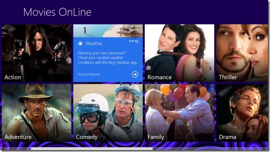 Movies Online - home screen