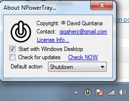 NPowerTray- power options- start with Windows startup