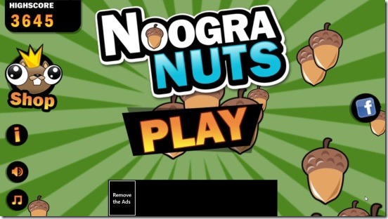 Noogra Nuts - main screen