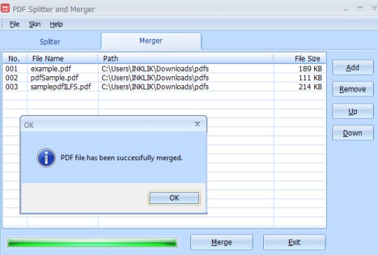 PDF Splitter and Merger- Merger tab