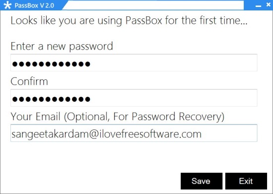 PassBox - Free Password Manager - Creating Master Password