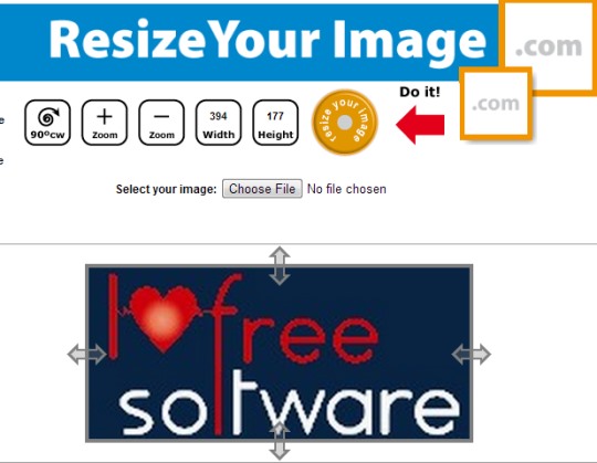 Resize Your Image- use buttons or arrows to resize image