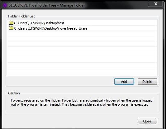 SECUDRIVE - Adding Folders to HIde