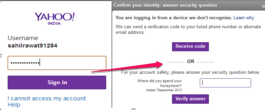 Two Step Authentication in Yahoo! Mail