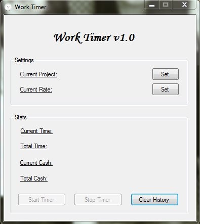 Work Timer - Free Stopwatch Software - Interface