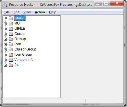 Resource Hacker dll file opened