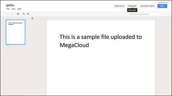 MegaCloud - Editing Document