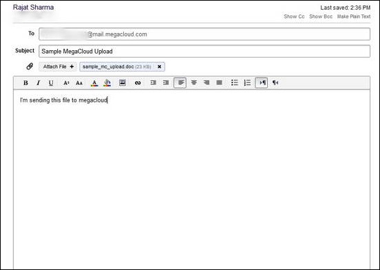 MegaCloud - Composing New Mail