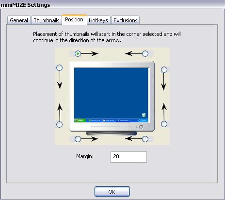 miniMIZE - Position Settings