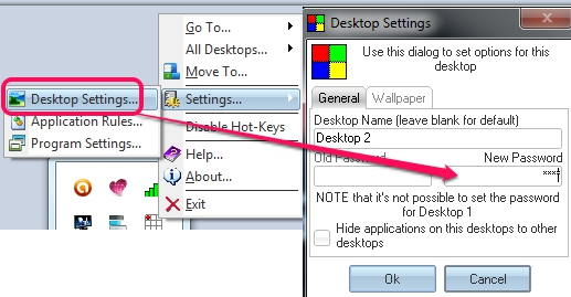 9Desks- protect a desktop with password
