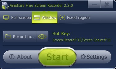 Ainishare Free Screen Recorder- main interface