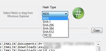 DigitalVolcano Hash Tool- select a hash type