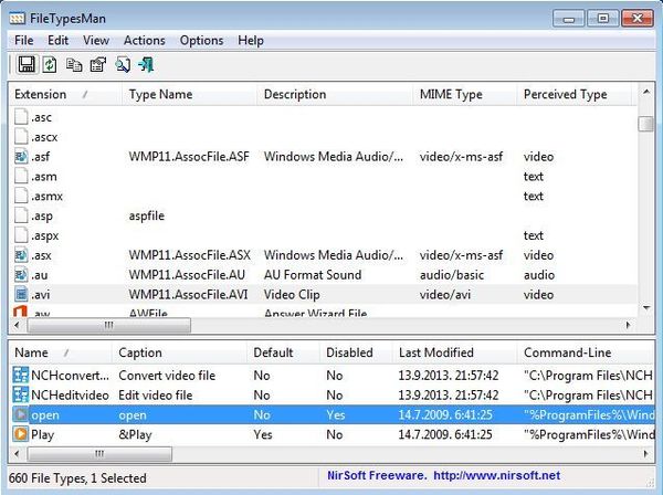 FileTypesMan - Free File Type Manager - Default Window
