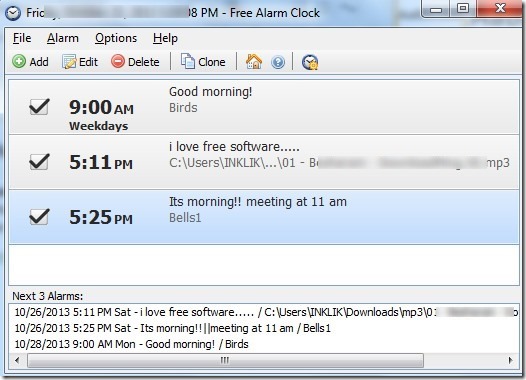 Free Alarm Clock- interface