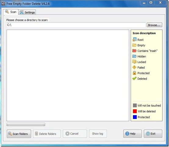 Free Empty Folder Delete-empty folder remover- interface