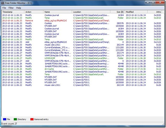 Free Folder Monitor-monitoring software-interface