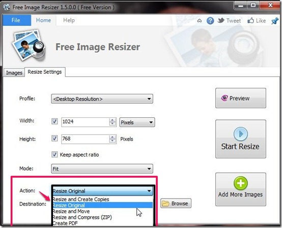 Free Image Resizer-image resizer-action listpg