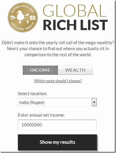 Global Rich List Interface