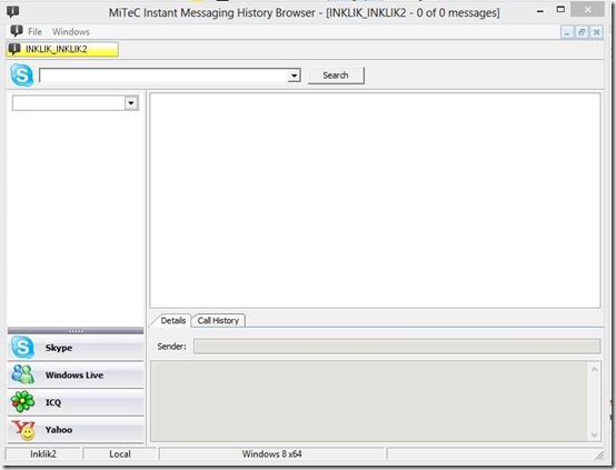 Instant Messaging History browser-view chat history- main interface