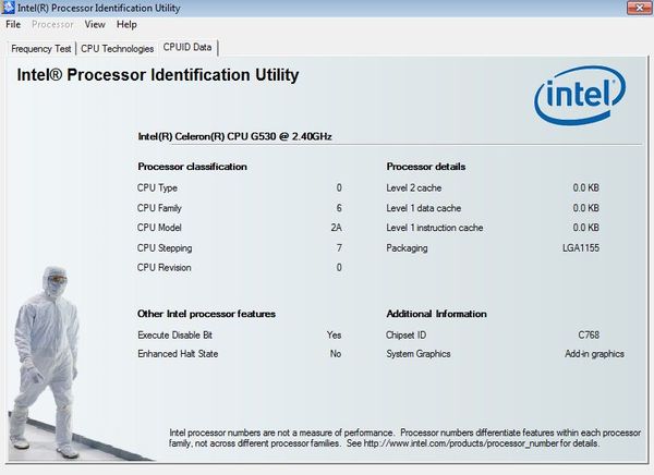 Intel Processor Indentification additional options