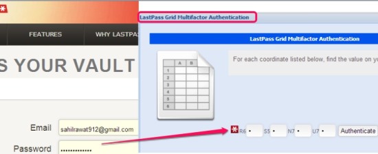 LastPass Two Factor Authentication- grid multifactor authentication