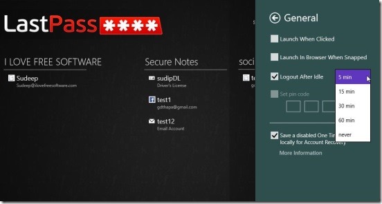 LastPass - setting log out time