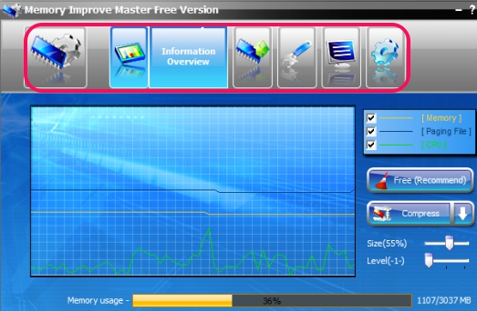 Memory Improve Master Free Version- action tabs