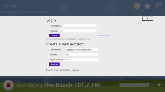Mini Radio Player - Creating an Account