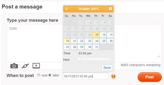 MySocialPost- schedule message to post later automatically