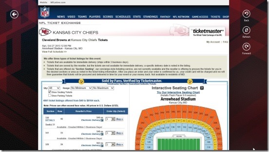 NFL Mobile - buying tickets