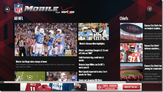 NFL Mobile - home screen
