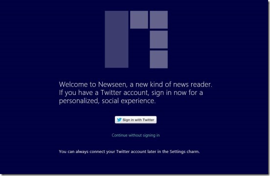 Newseen - login with Twitter credentials