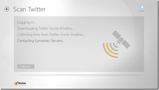 Norton Satellite - scanning twitter